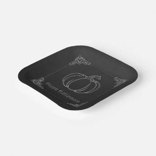 Silver Pumpkin Halloween Pappteller (Gewinkelt)