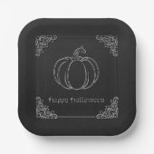 Silver Pumpkin Halloween Pappteller (Vorderseite)
