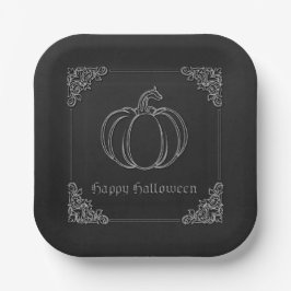 Silver Pumpkin Halloween Pappteller