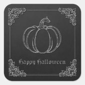Silver Pumpkin Halloween Quadratischer Aufkleber (Vorderseite)