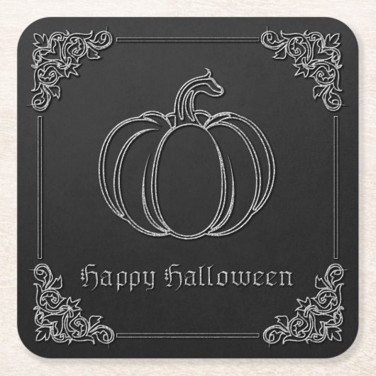 Silver Pumpkin Halloween Rechteckiger Pappuntersetzer (Vorderseite)