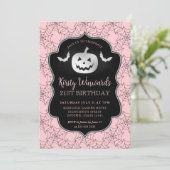 Silver Pumpkin und Pink Coblies 21. Geburtstag Einladung (Stehend Vorderseite)
