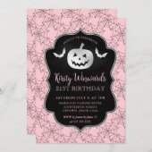 Silver Pumpkin und Pink Coblies 21. Geburtstag Einladung (Vorne/Hinten)