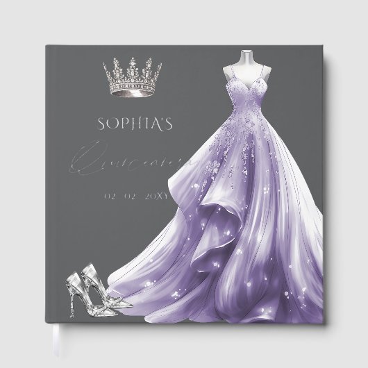 Silver Purple Dress Princess Quinceañera Gästebuch (Vorderseite)