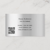 Silver QR-Code Glitzer Tropfen weiblich Visitenkarte (Rückseite)