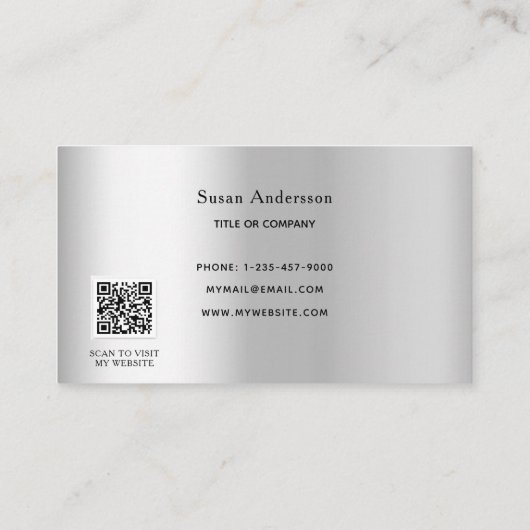 Silver QR-Glitzer Tropfen elegant Treuekarte (Rückseite)