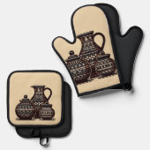 Silver Quilt Pot Holder Ofenhandschuh & Topflappen-Set (Vorderseite/Rückseite)