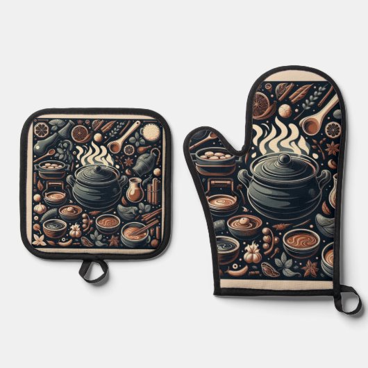 Silver Quilted Heat Protection Oven Mitt Ofenhandschuh & Topflappen-Set (Vorderseite)