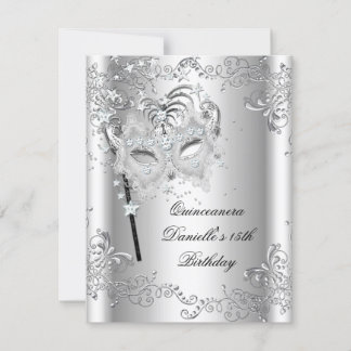 Silver Quinceanera 15. Geburtstag Masquerade Einladung