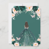 Silver Quinceañera Emerald Blush Bloral Princess Einladung (Rückseite)