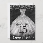 Silver Quinceanera Geburtstag Einladung Cumpleanos (Vorderseite)