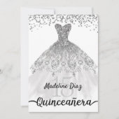 Silver Quinceanera Geburtstag Einladung Cumpleanos (Vorderseite)