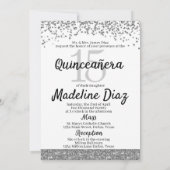 Silver Quinceanera Geburtstag Einladung Cumpleanos (Rückseite)