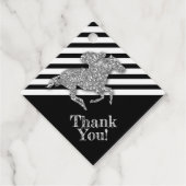 Silver Race Pferd auf schwarzen Streifen Geschenkanhänger (Vorderseite)