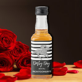 Silver Racehorge auf Streifen Alkoholflaschenetikett