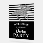 Silver Racehorse Black Stripes Derby Willkommen Acrylschild (Winkel)