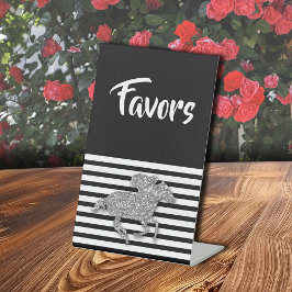 Silver Racehorse Brautparty Favoriten Sockelschild