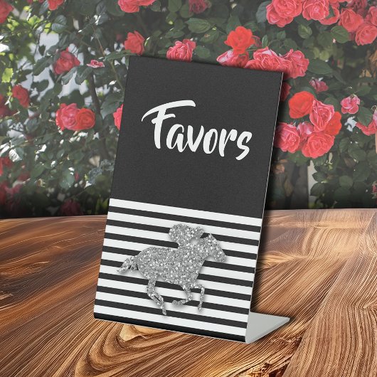 Silver Racehorse Brautparty Favoriten Sockelschild