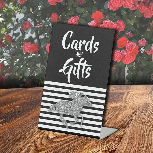 Silver Racehorse Brautparty Karten und Geschenke Sockelschild