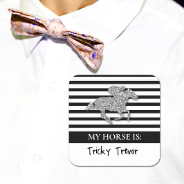 Silver Racehorse Derby Day Wetten Quadratischer Aufkleber