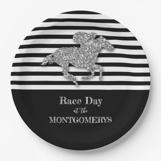 Silver Racehorse Derby Pappteller (Vorderseite)