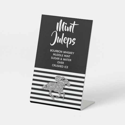 Silver Racehorse Mint Julep Brautparty Sockelschild (Vorderseite)