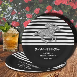 Silver Racehorse Off to Altar Brautparty Pappteller