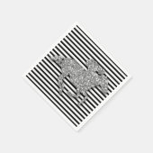 Silver Racehorse Schwarz-Weiß Streifen Serviette (Ecke)