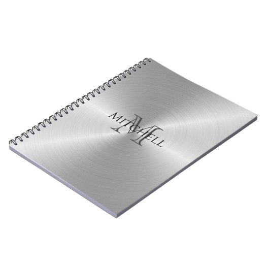 Silver Radial Metallic Monogramm Notizblock (Linke Seite)