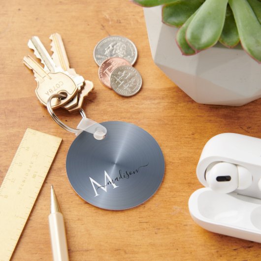 Silver Radial Metallic Script Name Schlüsselanhänger (Schreibtisch)