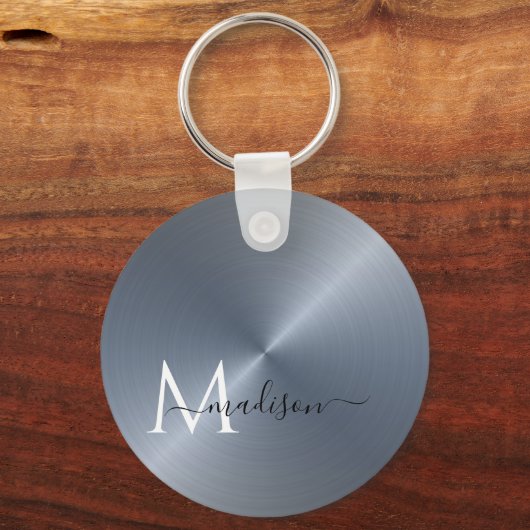 Silver Radial Metallic Script Name Schlüsselanhänger (Vorderseite)