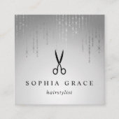 Silver Rain Hairstylist Quadratische Visitenkarte (Vorderseite)
