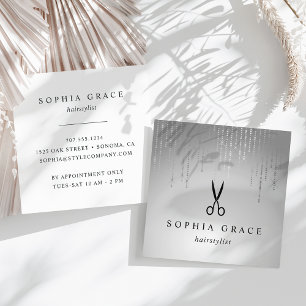 Silver Rain Hairstylist Quadratische Visitenkarte