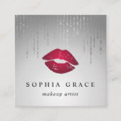 Silver Rain Makeup Artist Lips Quadratische Visitenkarte (Vorderseite)