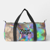 Silver Rainbow Holographic Luxury Business Logo Duffle Bag (Vorderseite)