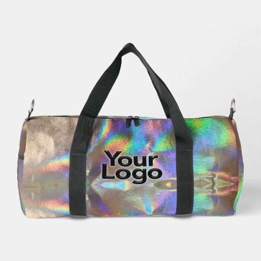 Silver Rainbow Holographic Luxury Business Logo Duffle Bag (Rückseite)