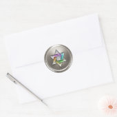 Silver Rainbow Star von David Gem Runder Aufkleber (Umschlag)