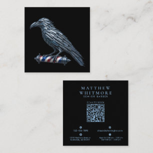 Silver Raven Razor Barbier Shop Logo Hairstylist Quadratische Visitenkarte