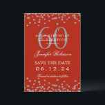Silver Red 60. Geburtstag Rett Daten Einladung<br><div class="desc">Elegantes "60th Birthday Party" Design mit Imitats Glitzer Konfetti & Details Text. Einfach zu bedienen und leicht zu personalisieren. Bestelle noch heute!</div>