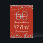 Silver Red 60. Geburtstag Rett Datum Confetti Einladung<br><div class="desc">Elegantes "60th Birthday Party" Design mit Imitats Glitzer Konfetti und Details Text. Einfach zu bedienen und leicht zu personalisieren. Bestelle noch heute!</div>