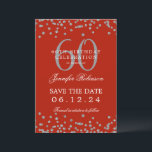 Silver Red 60. Geburtstag Rett Datum Confetti Einladung<br><div class="desc">Elegantes "60th Birthday Party" Design mit Imitats Glitzer Konfetti und Details Text. Einfach zu bedienen und leicht zu personalisieren. Bestelle noch heute!</div>