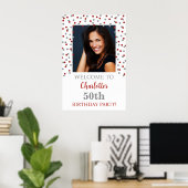 Silver Red Birthday Party Custom 20x30 Foto Poster (Heimbüro)