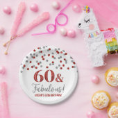 Silver Red Confetti 60 und fabulous Pappteller (Party)