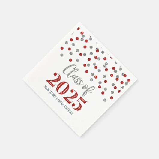 Silver Red Confetti Class of 2025 Napkins Serviette (Ecke)