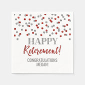 Silver Red Confetti Happy Retirement Serviette (Vorderseite)