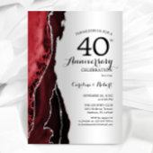 Silver Red Elegant 40 Jahre Jubiläum Einladung