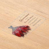 Silver Red Glitzer Dress Script Quinceañera Party Acryleinladungen (Ablage )