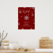 Silver Red Magical Snowflake Baby Shower Welcome Poster (Küche)