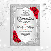 Silver Red Quinceanera Einladung