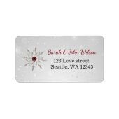 Silver Red Snowflakes Returnaddress Label Adressaufkleber (Vorne)